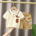 Conjunto de camiseta e shorts de algodão de manga curta infantil, roupas para mãe e filhos, terno masculino, verão, 2 peças