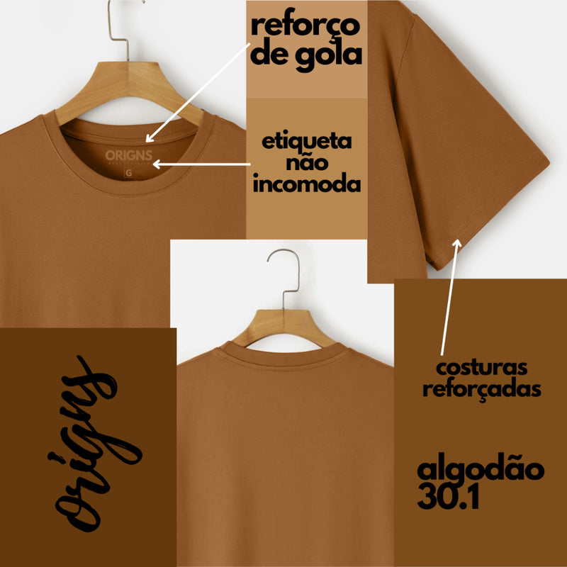 Kit 5 Camiseta Masculina  - Básica Lisa Slim Algodão ORIGNS